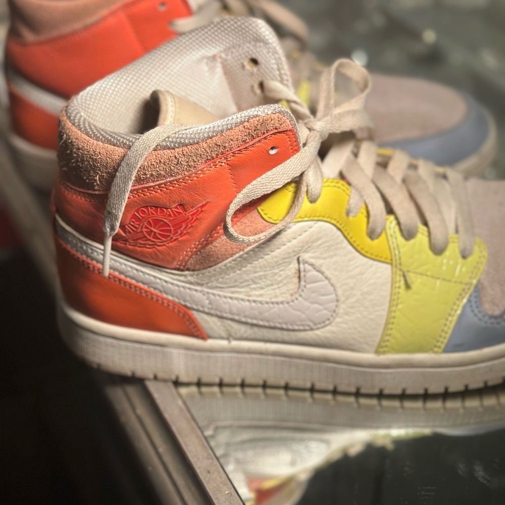 Air Jordan 1 pastel pink/orange , cream ,yellow ,blue women size 10 men’s 8.5
